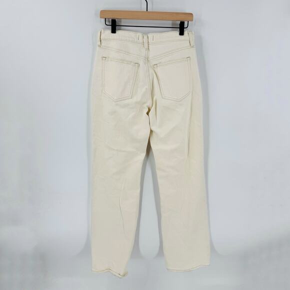 Abercrombie & Fitch Baggy High Rise Jeans Cream White Size 2 Clean Neutral - Picture 2 of 7